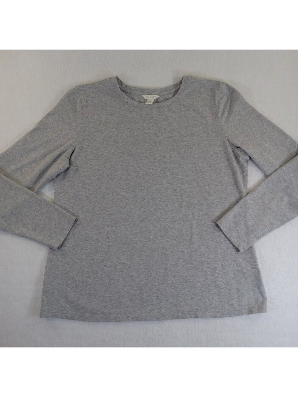 CASLON Women's Gray Long Sleeve Crew Neck Stretch Knit Top Blouse Size XL Layer